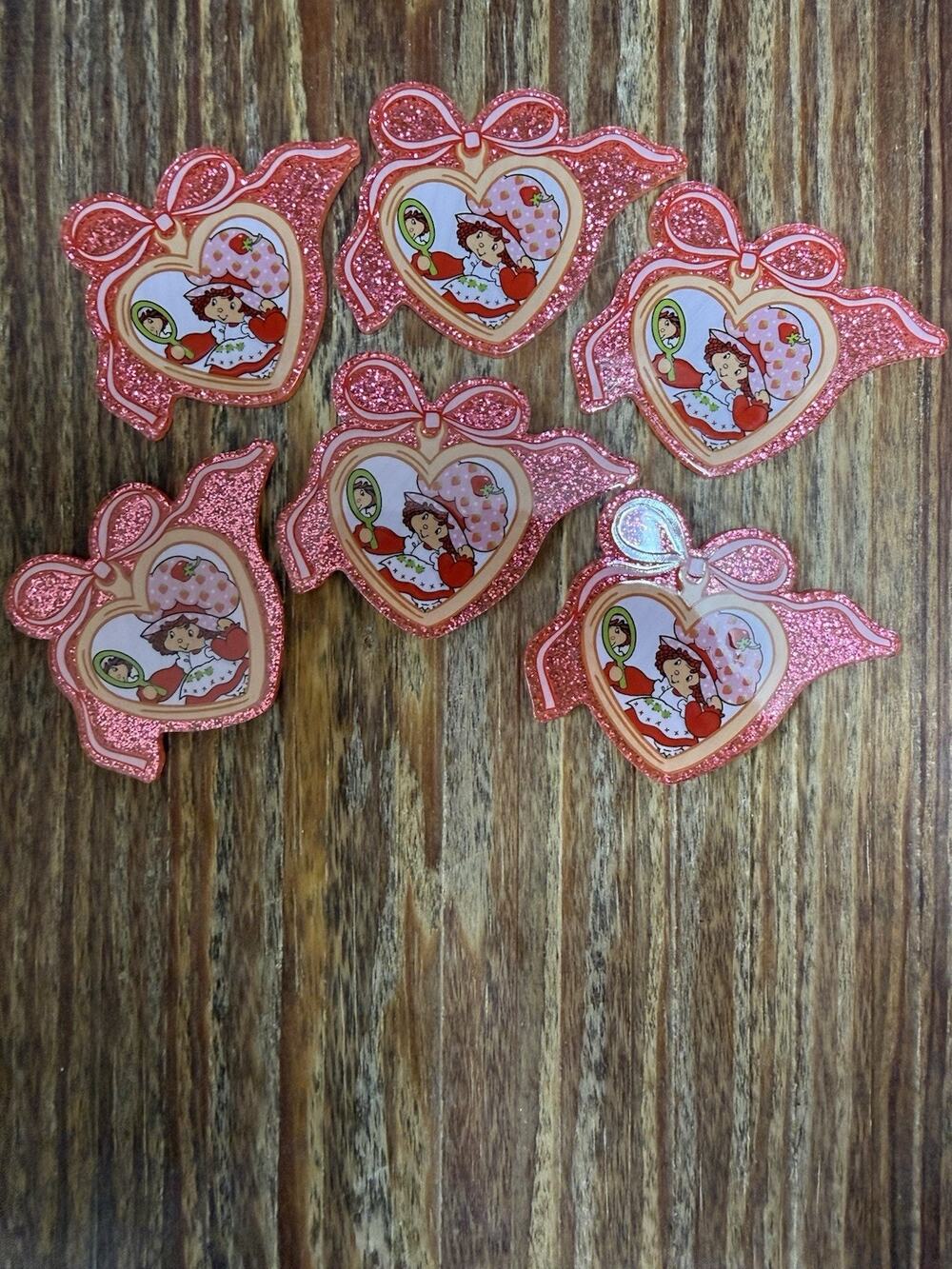 6 Pc Strawberry Shortcake Acrylic Flatbacks